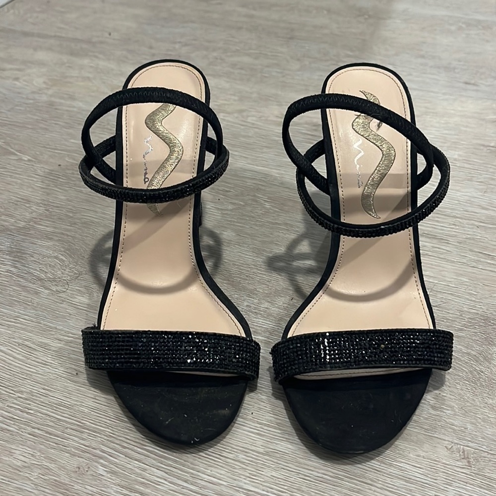 Black Strappy Sparkly Heels